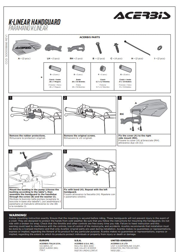 ACERBIS HANDGUARDS K- LINEAR DIRECT MOUNT