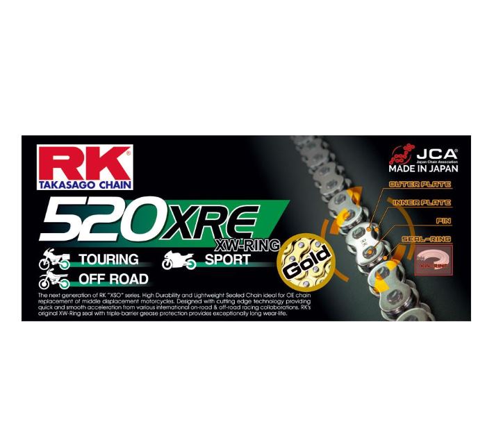 RK CHAIN 520XRE - 120 LINK Gold