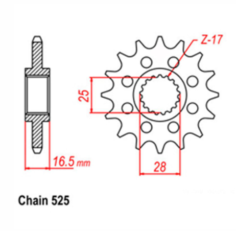 FRONT SPROCKET - STEEL  525 Chain