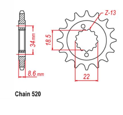 FRONT SPROCKET - KTM390 STEEL 15T 520P