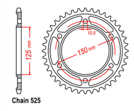 REAR SPROCKET - STEEL 525 Chain size