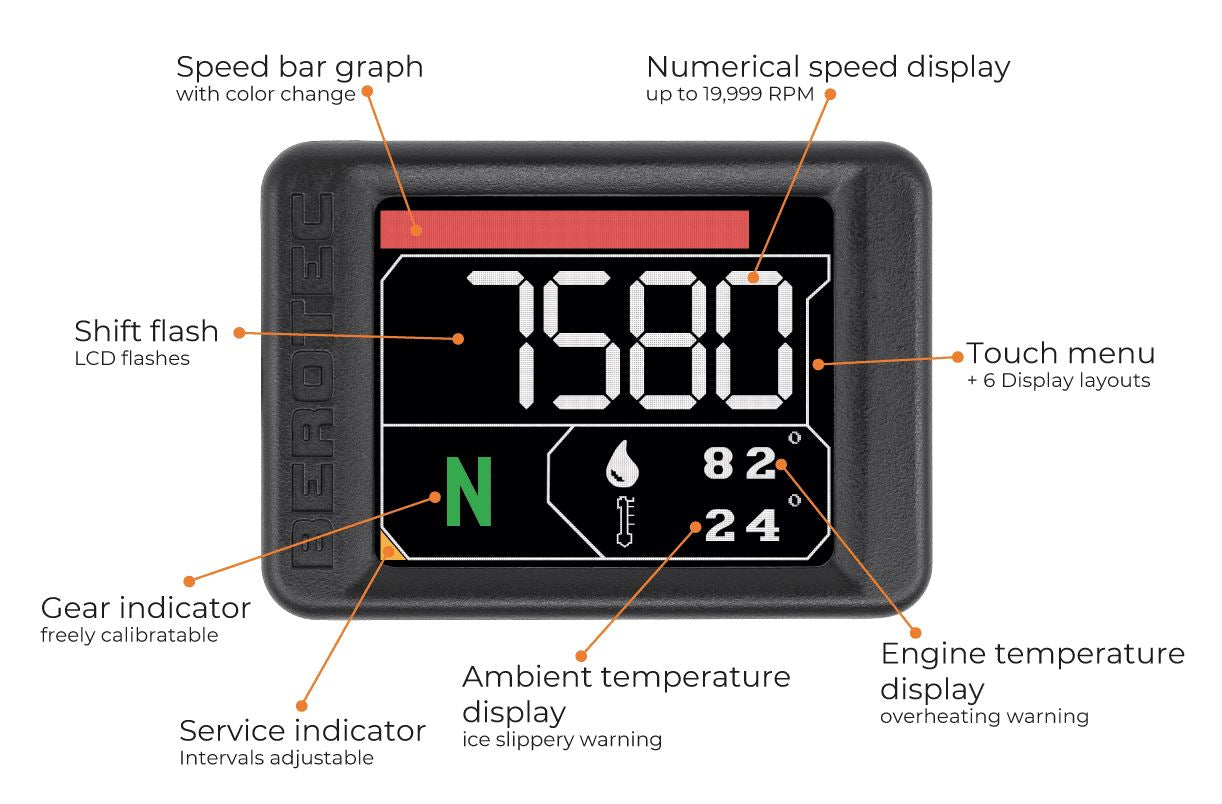 2nd generation Berotec Digital Tacho/Gear indicator/Gear shift flash& Engine temp dash panel for 701/690/GG700