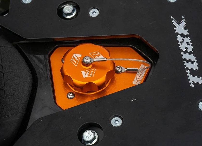 Vanasche Motorsports 2019 KTM 690 fuel filler neck CNC (Black or Orange)