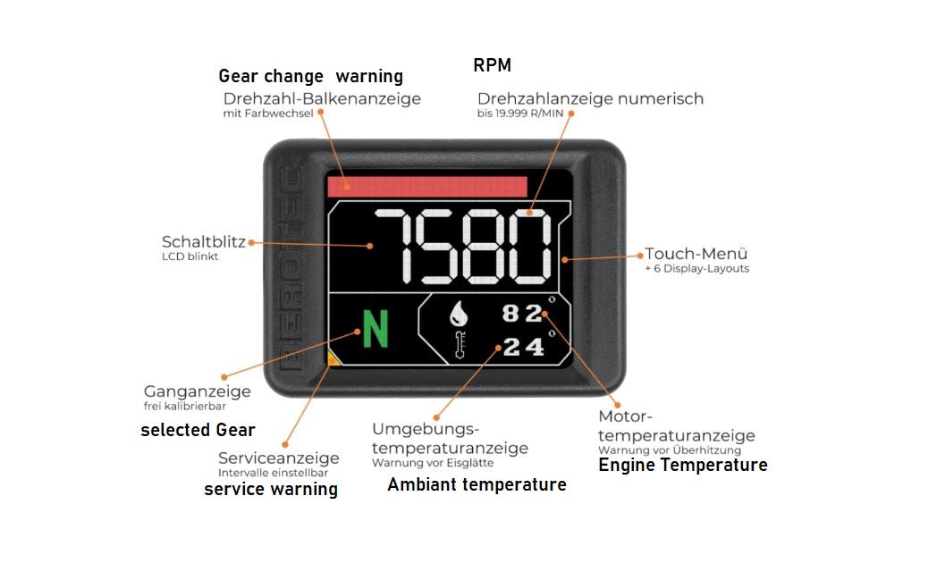2nd Generation Berotec Digital Tacho/Gear indicator/Gear shift flash& Engine temp dash panel for EXC/FE